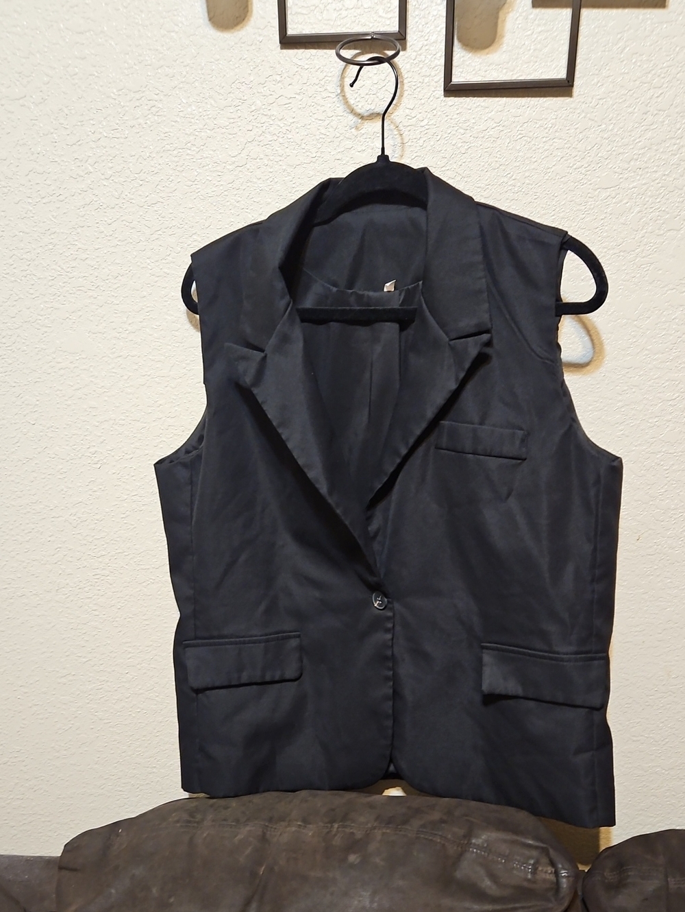 Sleeveless Black Tailored Blazer Vest - Women's